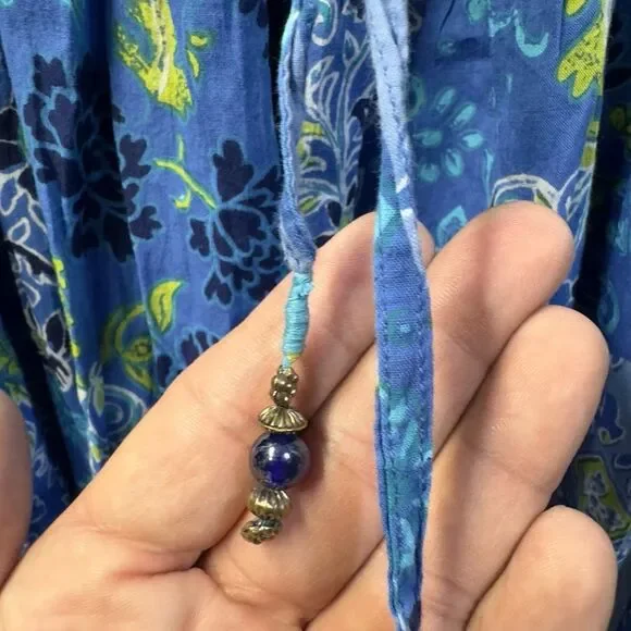 Blue Boho Tiered Skirt Large 12/14 White Stag - Picture 3 of 3